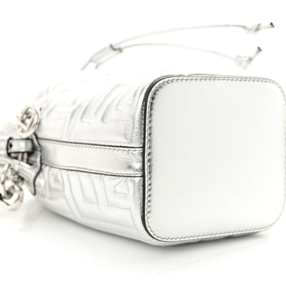 Fendi X MARC JACOBS Agnello Laminato Trapunta FF Mini Mon Tresor Bucket Bag Argento 9 of 10