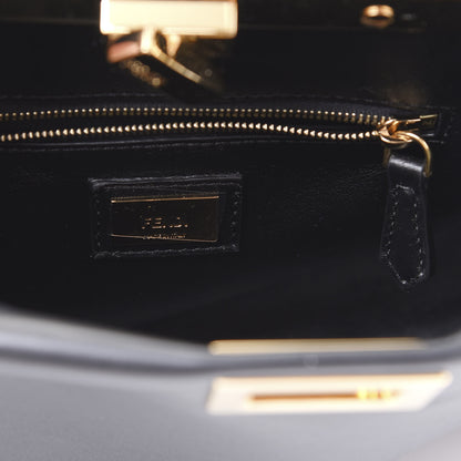 Fendi Vitello Seta Shiny Nappa Scalloped Studded Mini Peekaboo Iconic Satchel Black 5 of 8