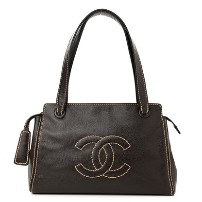Chanel Caviar Stitched CC Shoulder Bag Brown 1 of 10