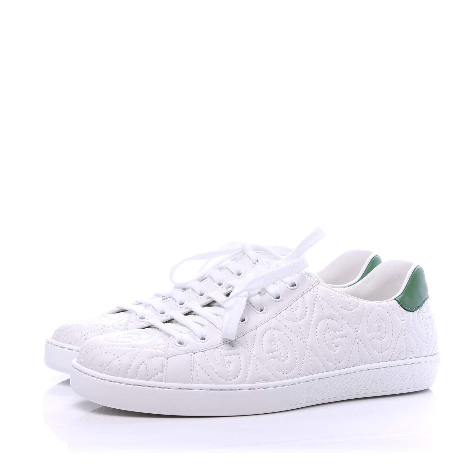 Gucci Nappa G Rhombus Mens Ace Sneakers 10 Great White Green 3 of 10