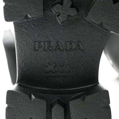 Prada Spazzolato Rois Re-Nylon Metal Triangle Logo Monolith Pouch Pocket 55mm Tall Boots 37 Black 8 of 9