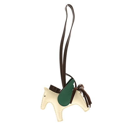 Hermes Milo Lambskin Grigri Rodeo Pegase Horse Bag Charm PM Craie Chocolate Vert Moyen 1 of 4