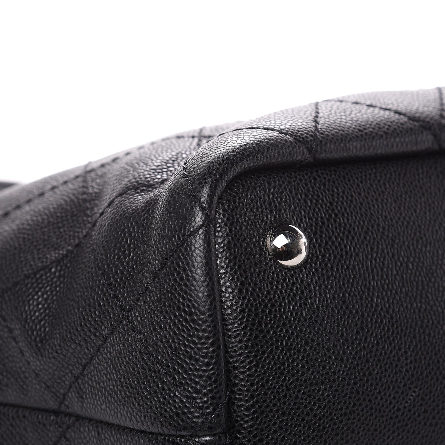 Grained Calfskin Large Shopping Fever Tote Black