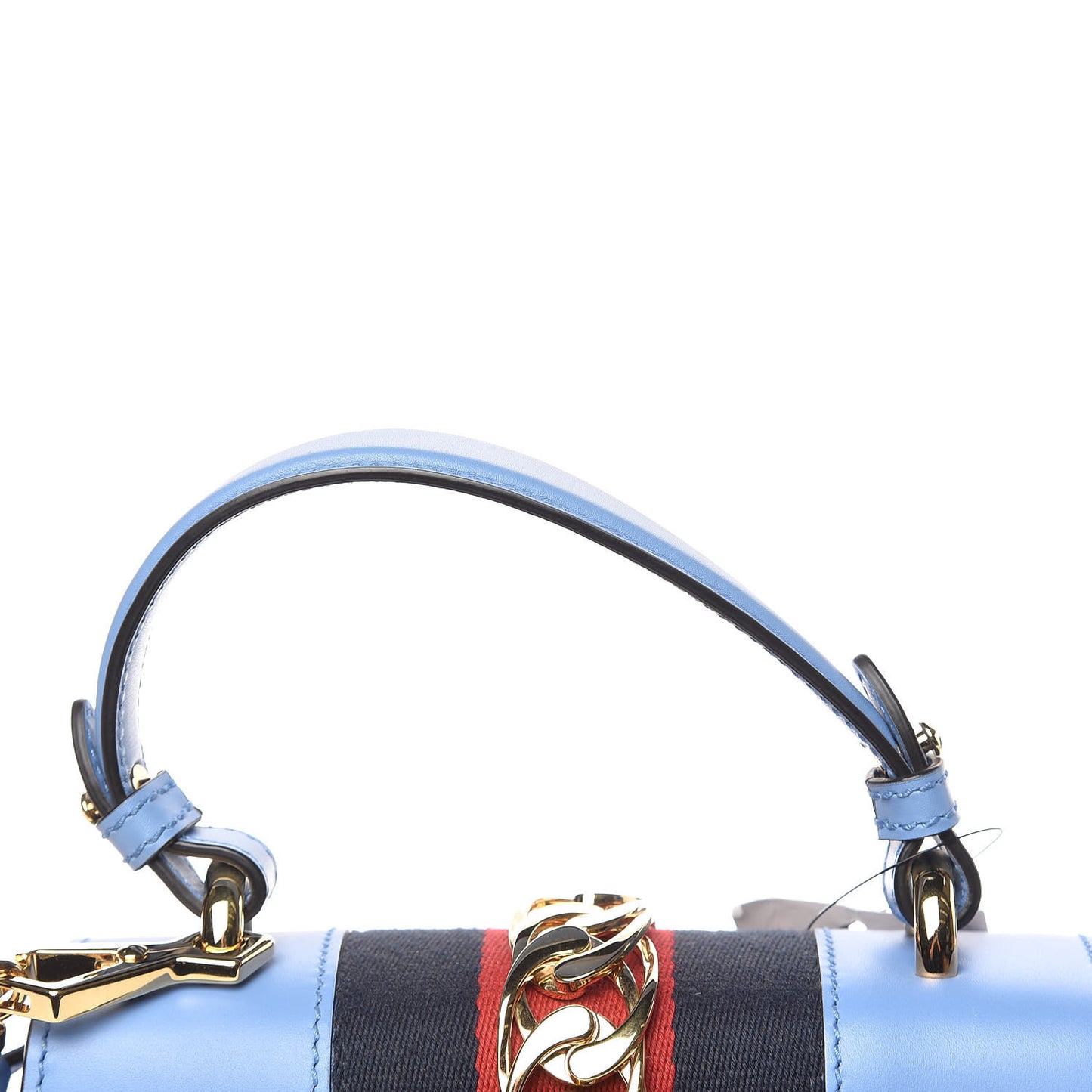 Vitello Fontanella Web Mini Sylvie Top Handle Bag Clear Sky Blue