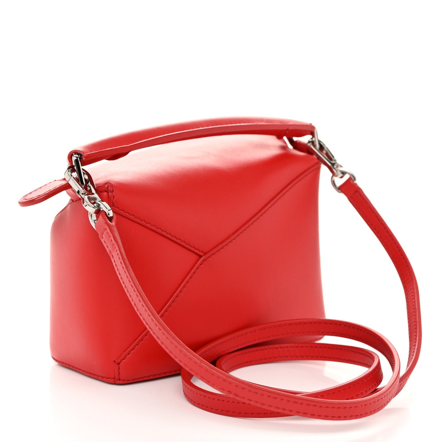 Satin Calfskin Mini Puzzle Edge Bag Red