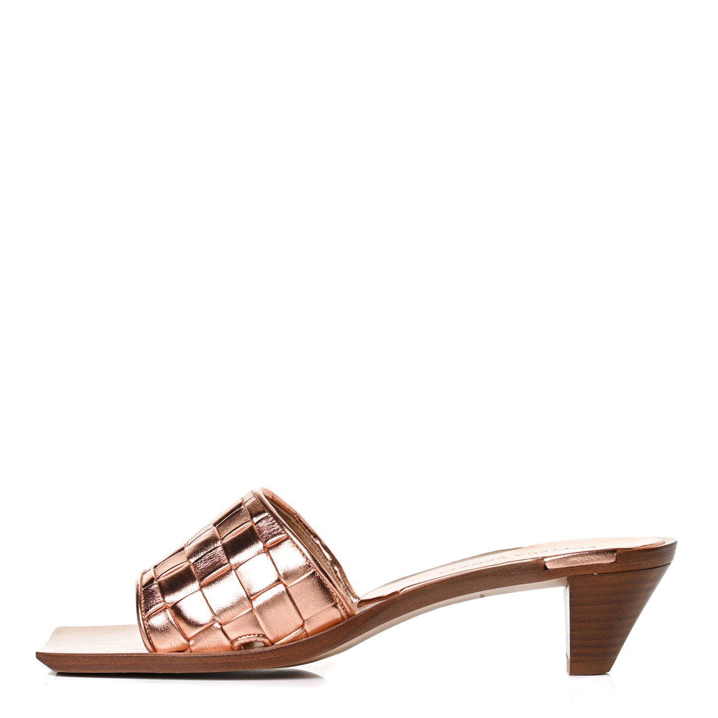 Metallic Nappa Intrecciato Heeled Sandals 37 Rose Gold