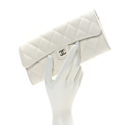 Chanel Caviar Quilted Large Gusset Flap Wallet White 2 of 10