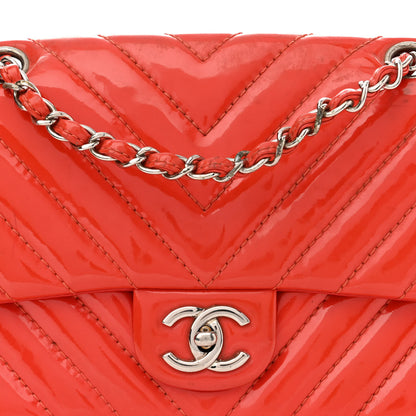 Chanel Patent Chevron Quilted Medium Single Flap Red 8 of 17