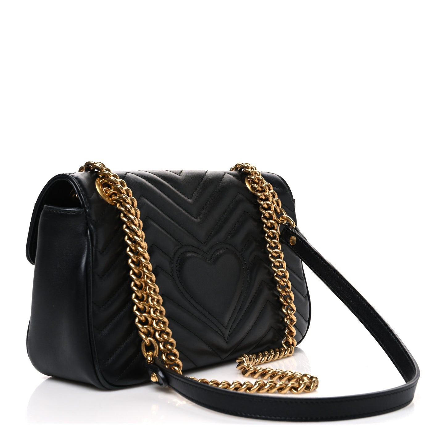 Calfskin Matelasse Small GG Marmont Shoulder Bag Black