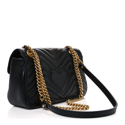 Gucci Calfskin Matelasse Small GG Marmont Shoulder Bag Black 3 of 10
