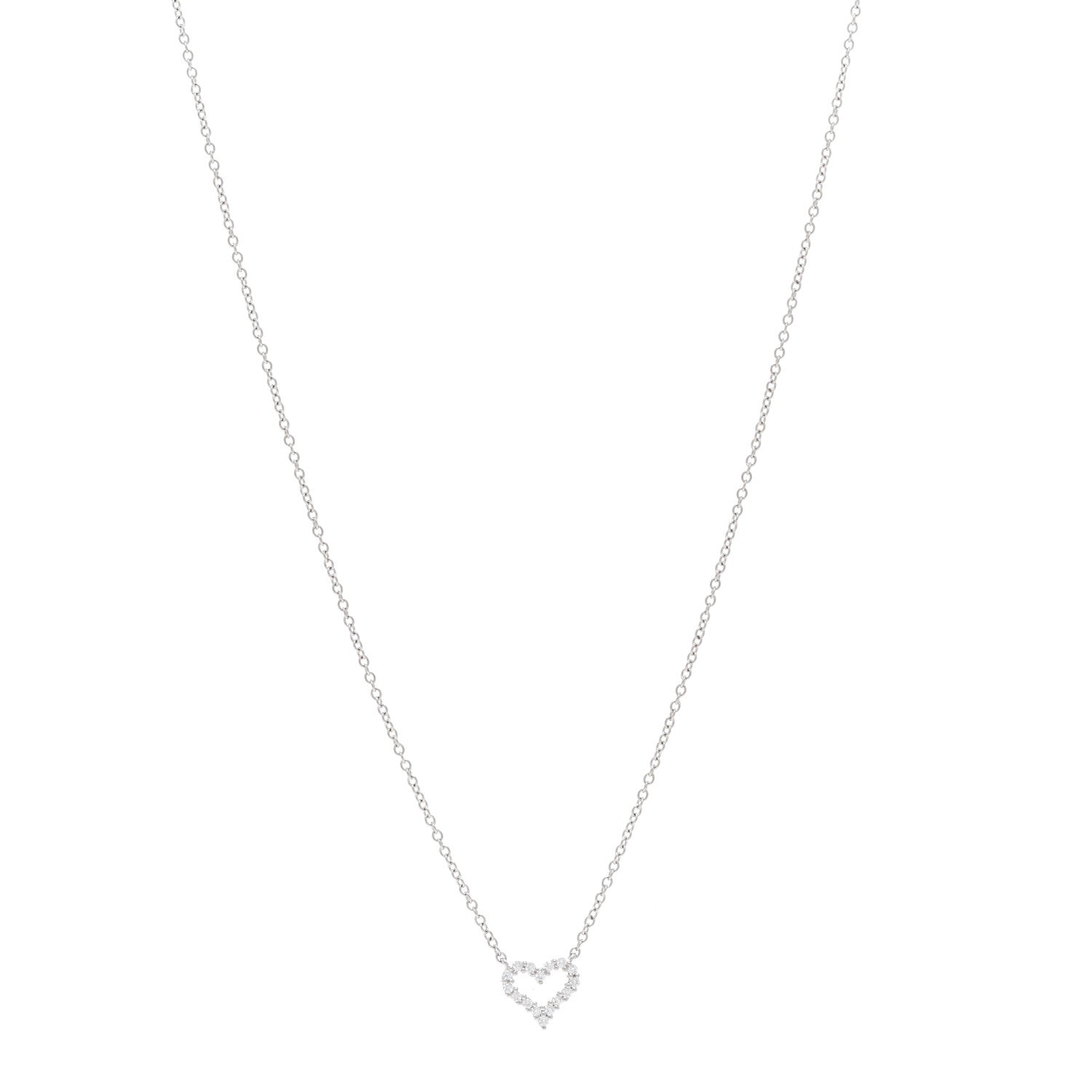 Tiffany Platinum Diamond Extra Mini Heart Pendant Necklace 1 of 5