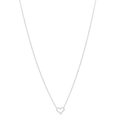 Tiffany Platinum Diamond Extra Mini Heart Pendant Necklace 1 of 5