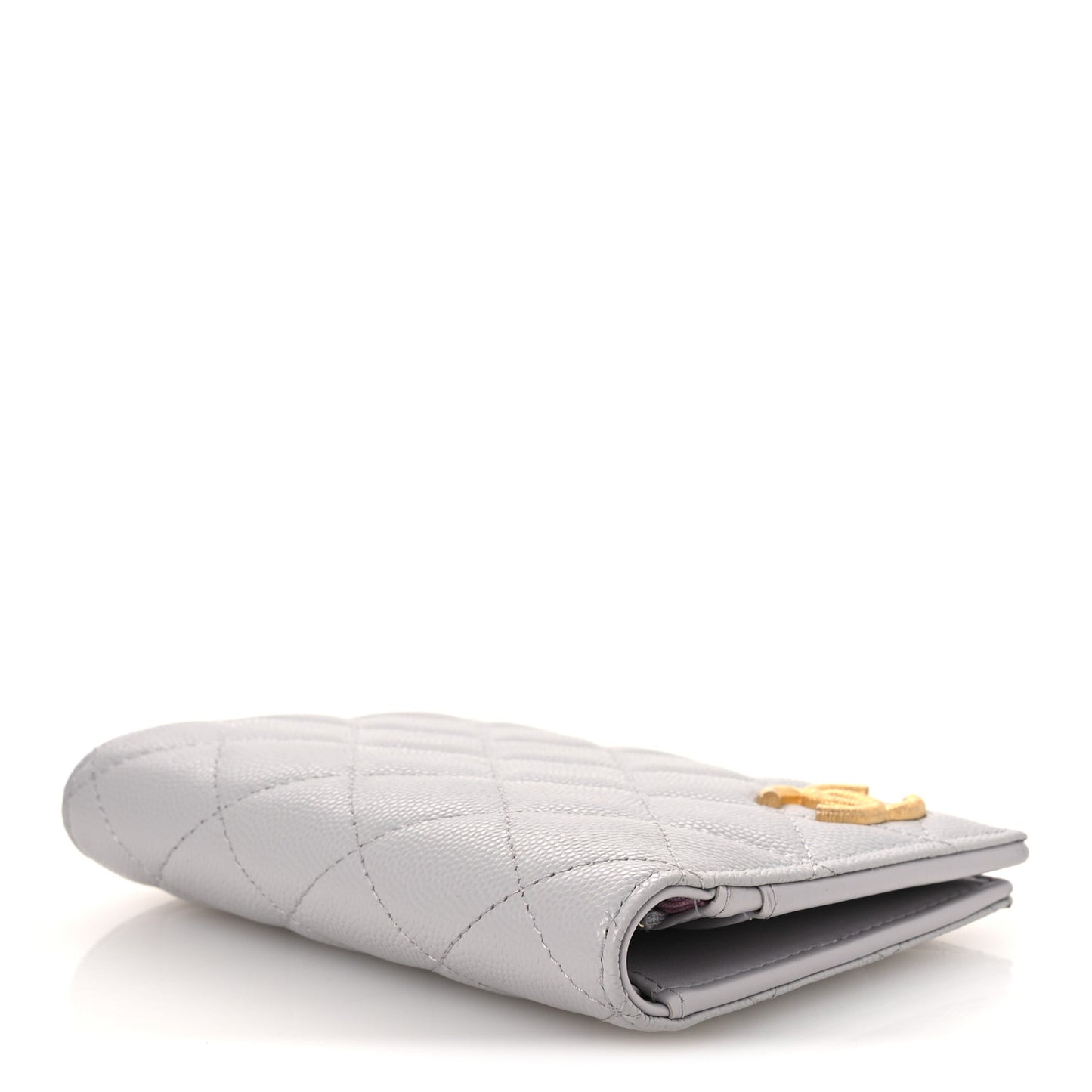 Caviar Quilted CC Passport Holder Grey