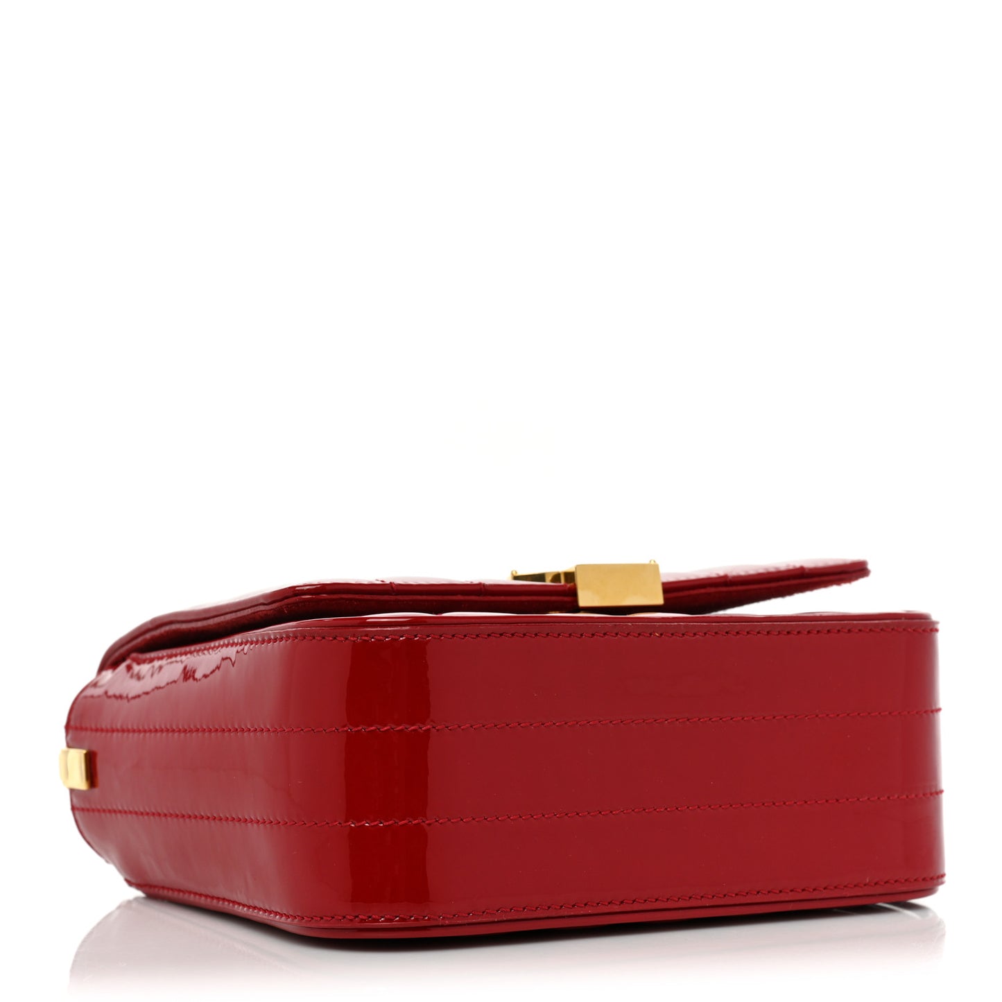 Patent Matelasse Monogram Small Vicky Chain Bag Red