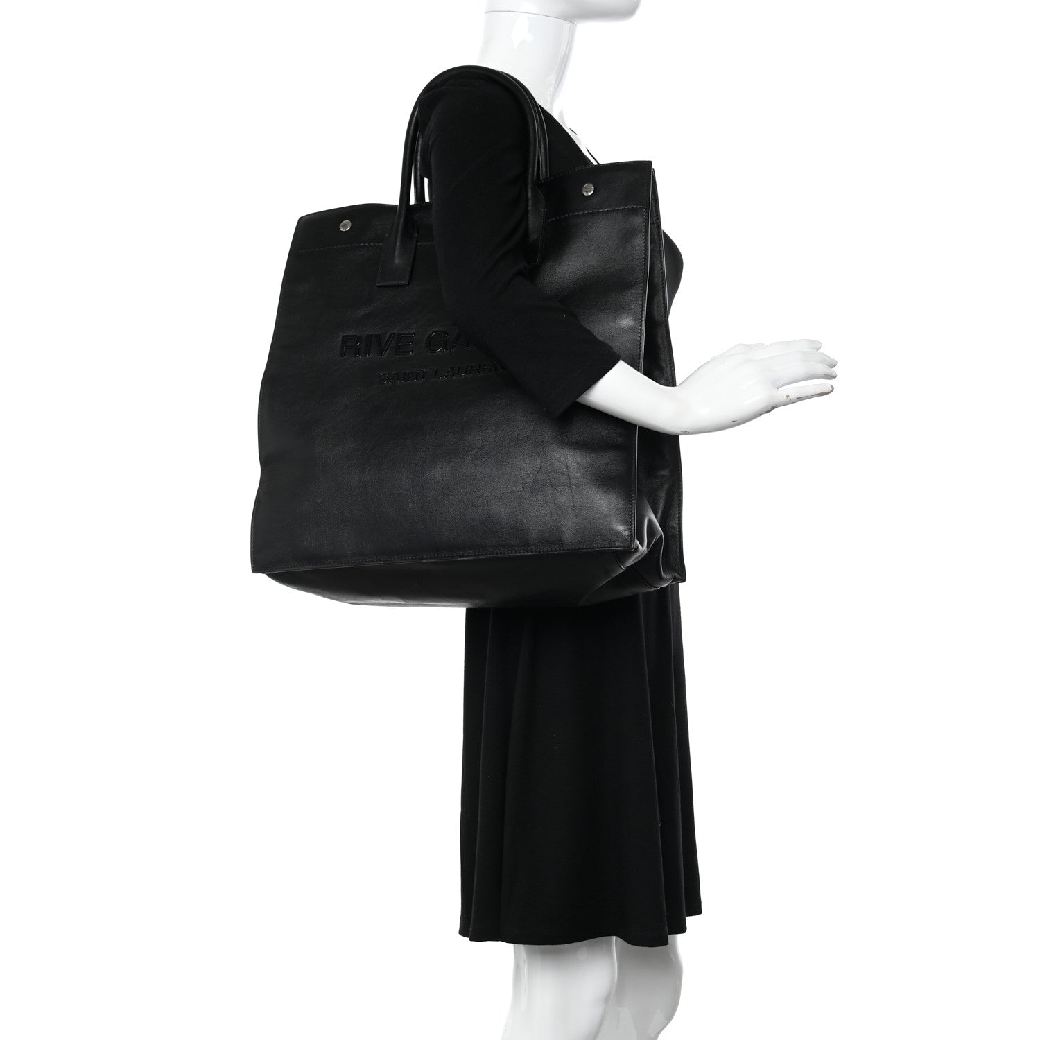 Saint Laurent Calfskin Rive Gauche North South Tote Black 2 of 9