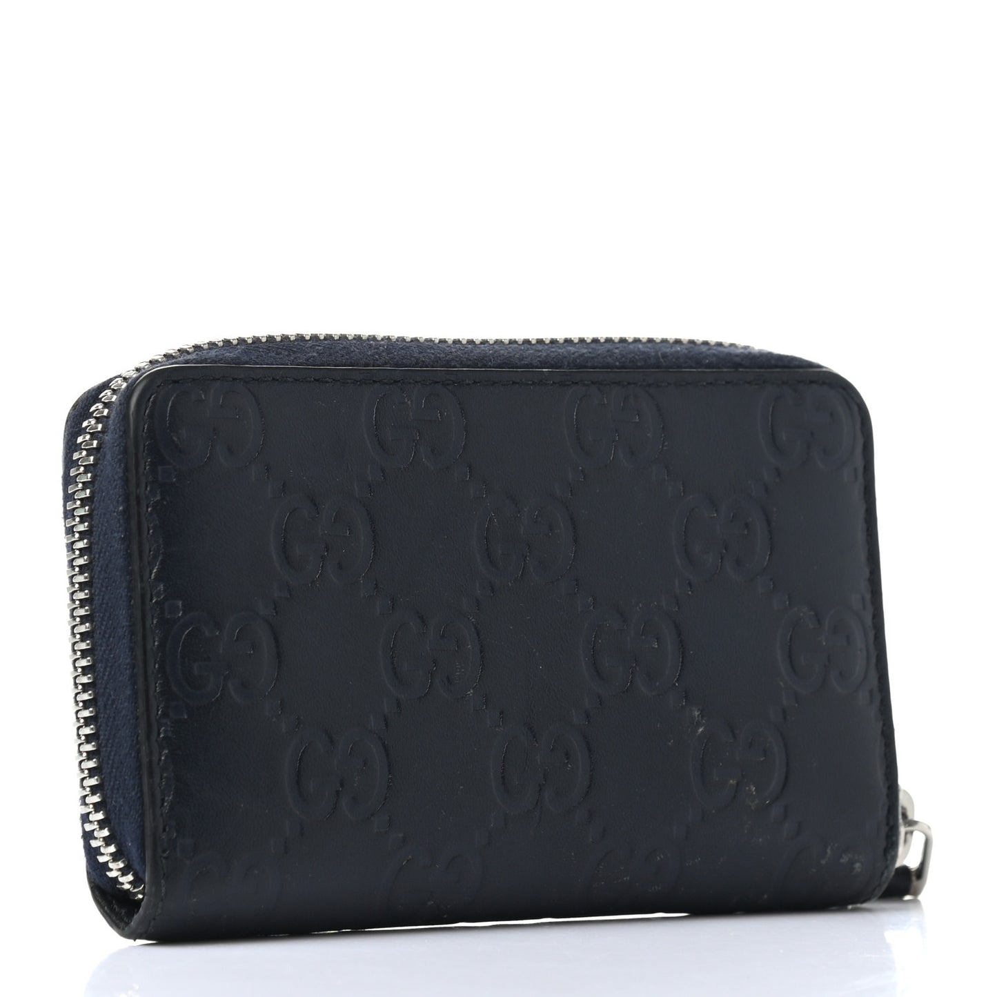 Guccissima Zip Around Card Case Blue