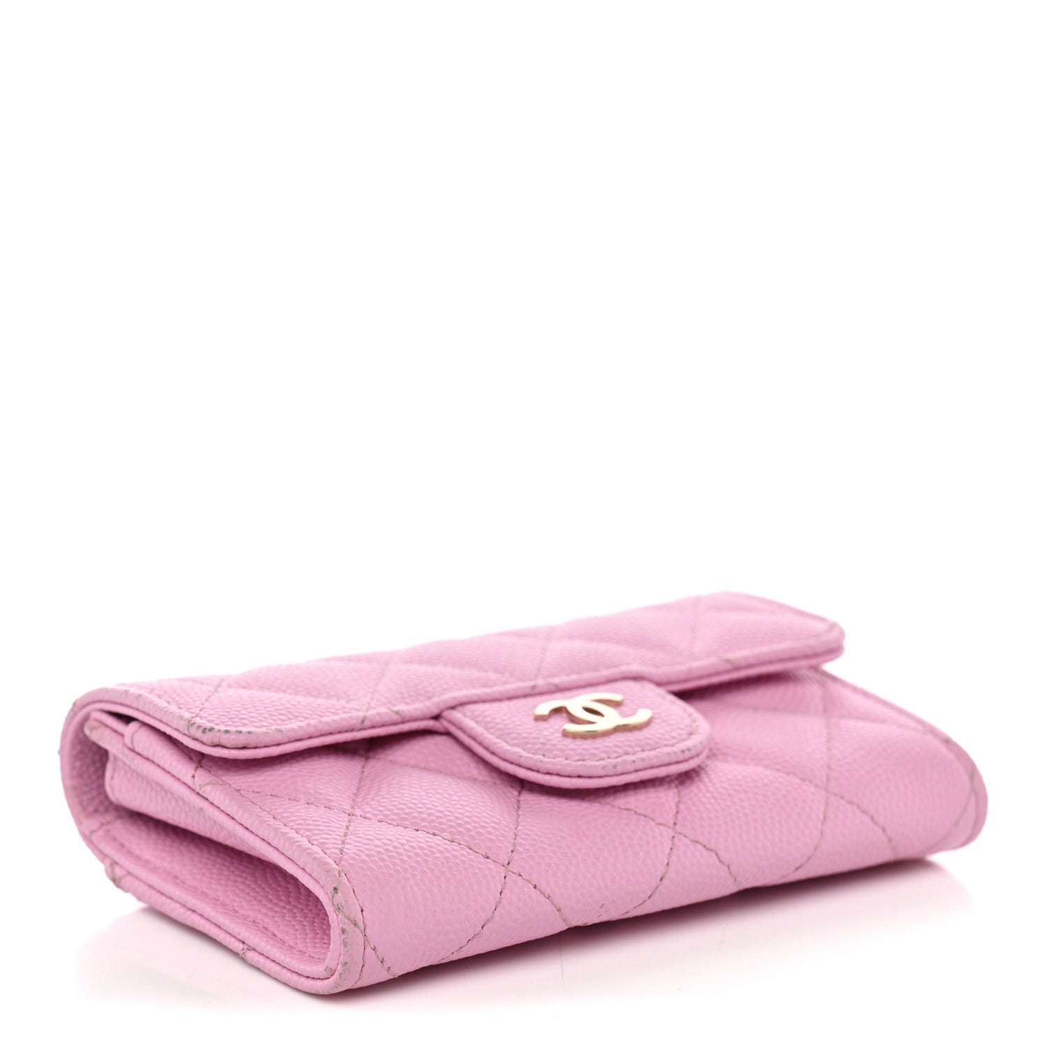 Chanel Caviar Quilted Flap Card Holder Wallet Pink 4 of 10
