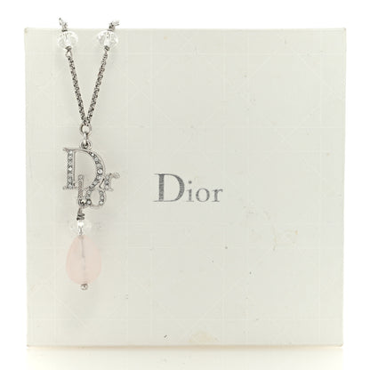 Christian Dior Crystal Bead Logo Necklace Silver 4 of 4