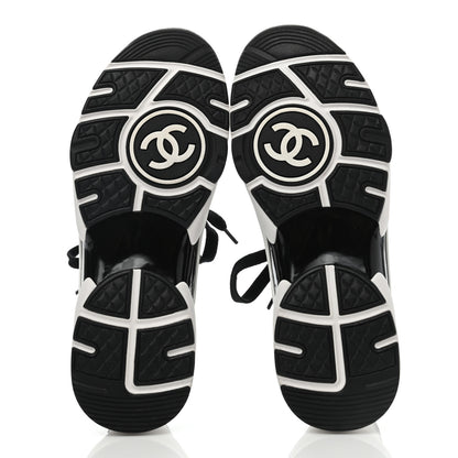 Chanel Fabric Suede Calfskin CC Sneakers 37.5 White Black 5 of 7