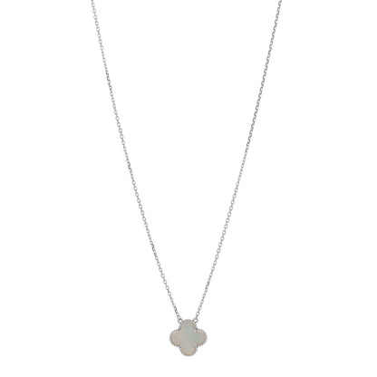 Van Cleef & Arpels 18K White Gold Mother of Pearl Vintage Alhambra Pendant Necklace 1 of 4