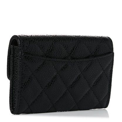 Chanel Caviar Quilted Flap Card Holder Wallet Black 3 of 9
