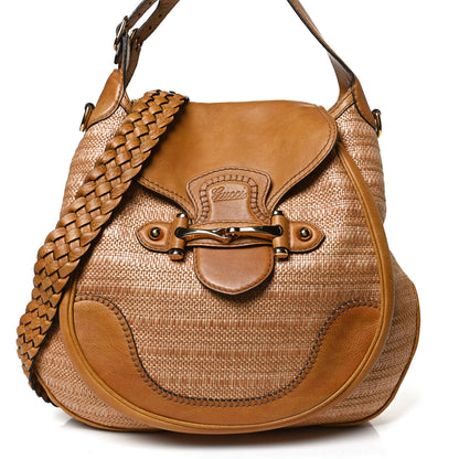 Gucci Libeccio Raffia Large New Pelham Shoulder Bag Light Brown 9 of 15