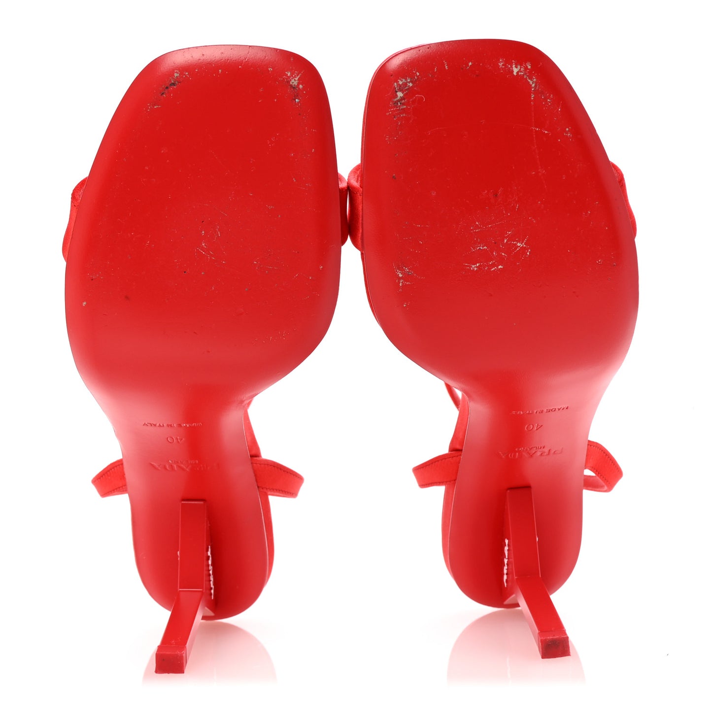 Satin Logo Slingback Sandals 40 Red