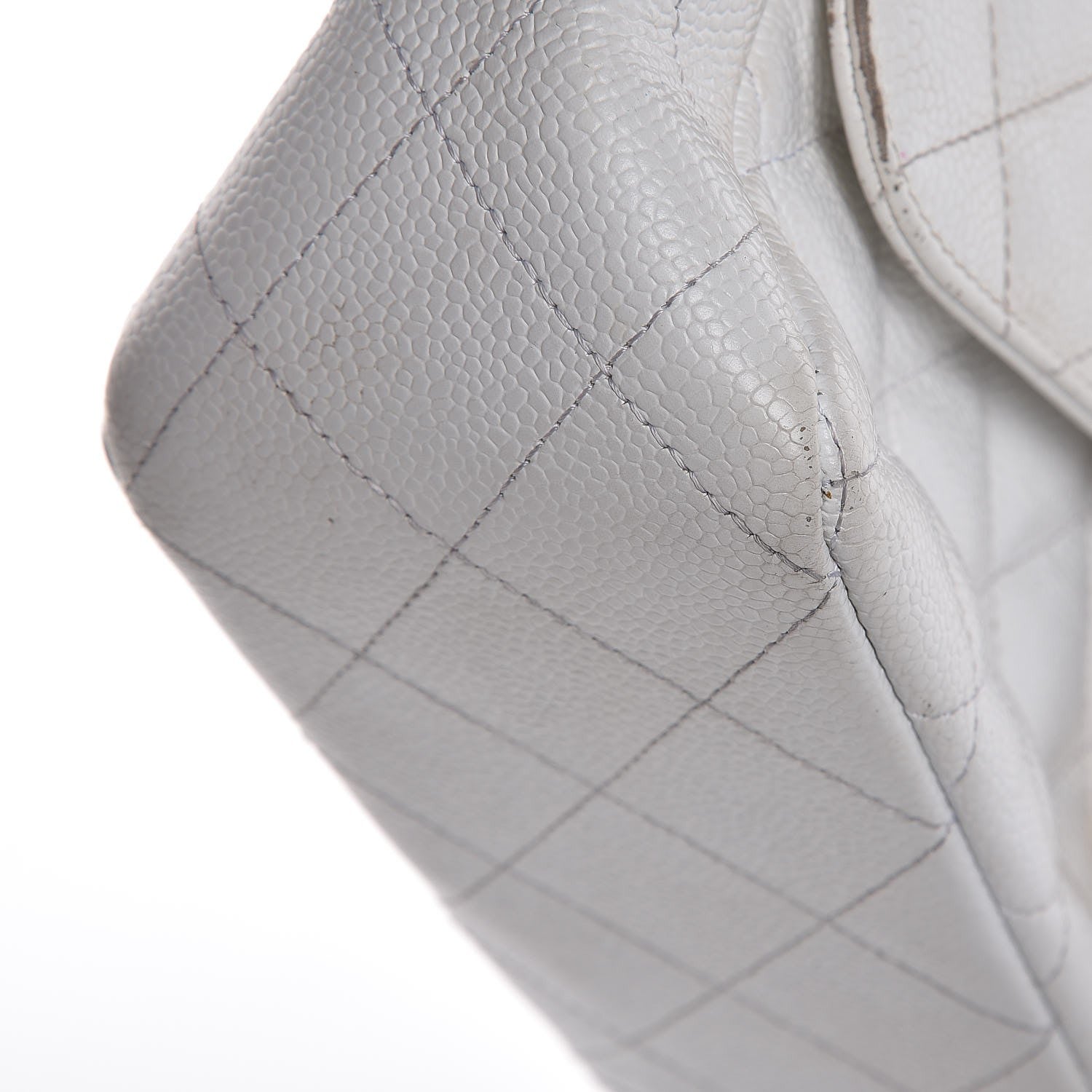 Chanel Caviar Quilted Jumbo Single Flap White 22 of 32