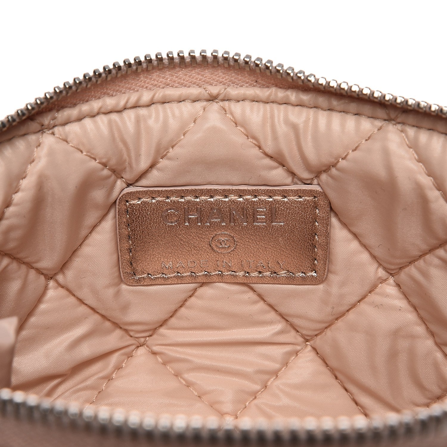 Chanel Iridescent Lambskin Quilted Cosmetic Pouch Light Gold 7 of 8