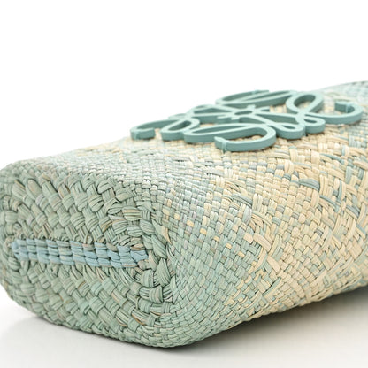 Loewe Calfskin Raffia Paulas Ibiza Square Bucket Bag in Natural Blue 9 of 9