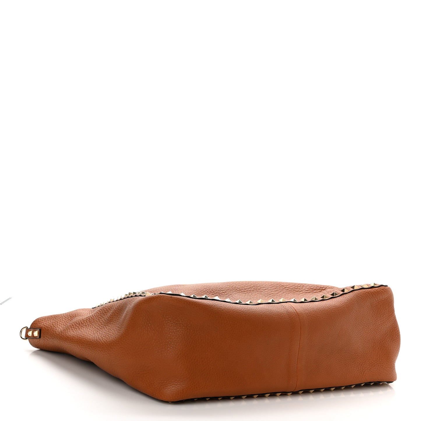 Grained Calfskin Medium Rockstud Reversible Tote Tan Red