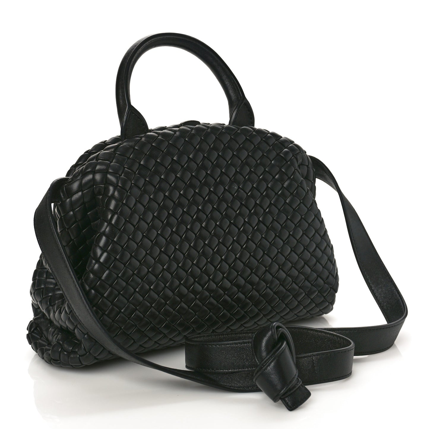 Nappa Intreccio Mini Padded Handle Bag Black