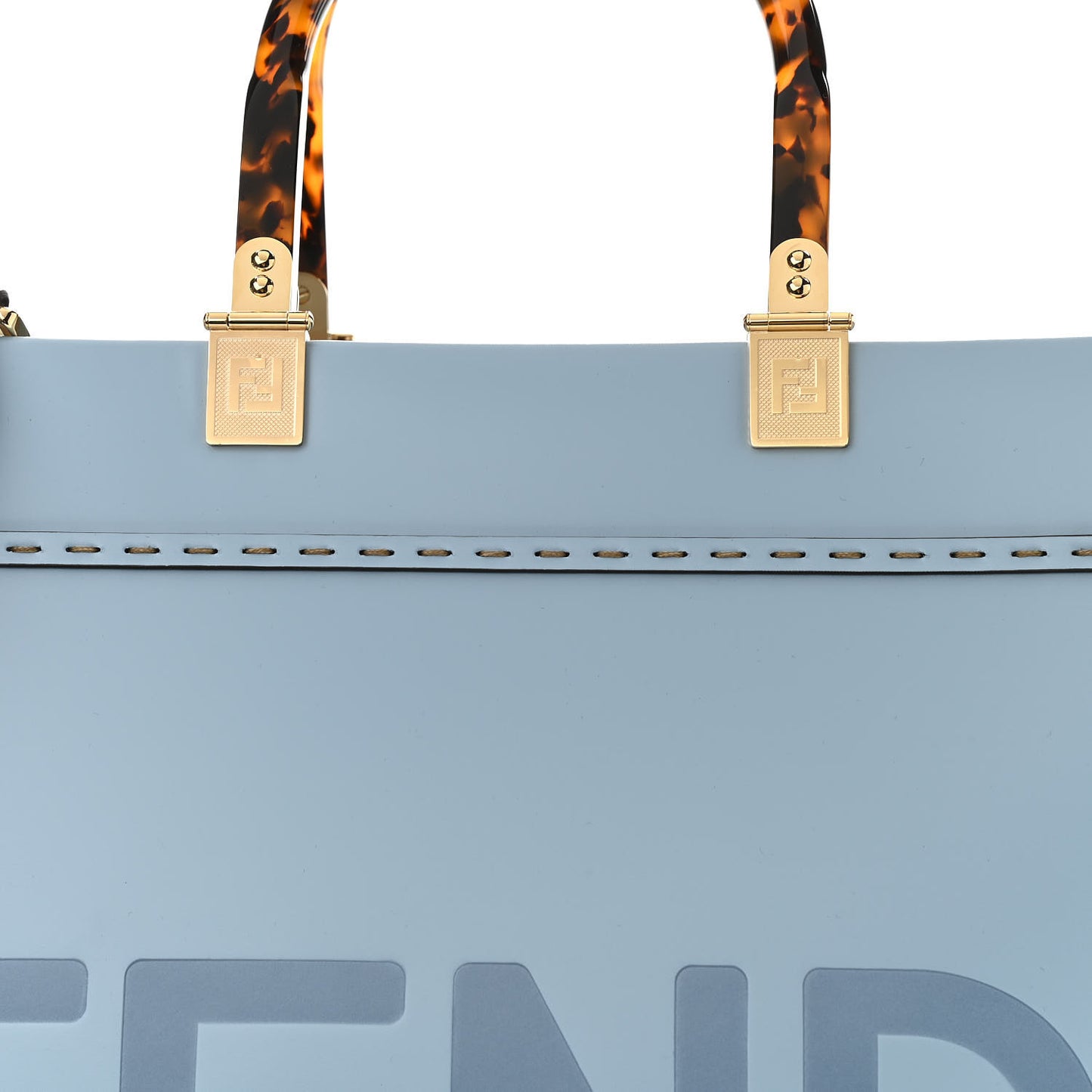Vitello King Plexiglass Logo Embossed Medium Fendi Sunshine Shopper Tote Azzurro Baby