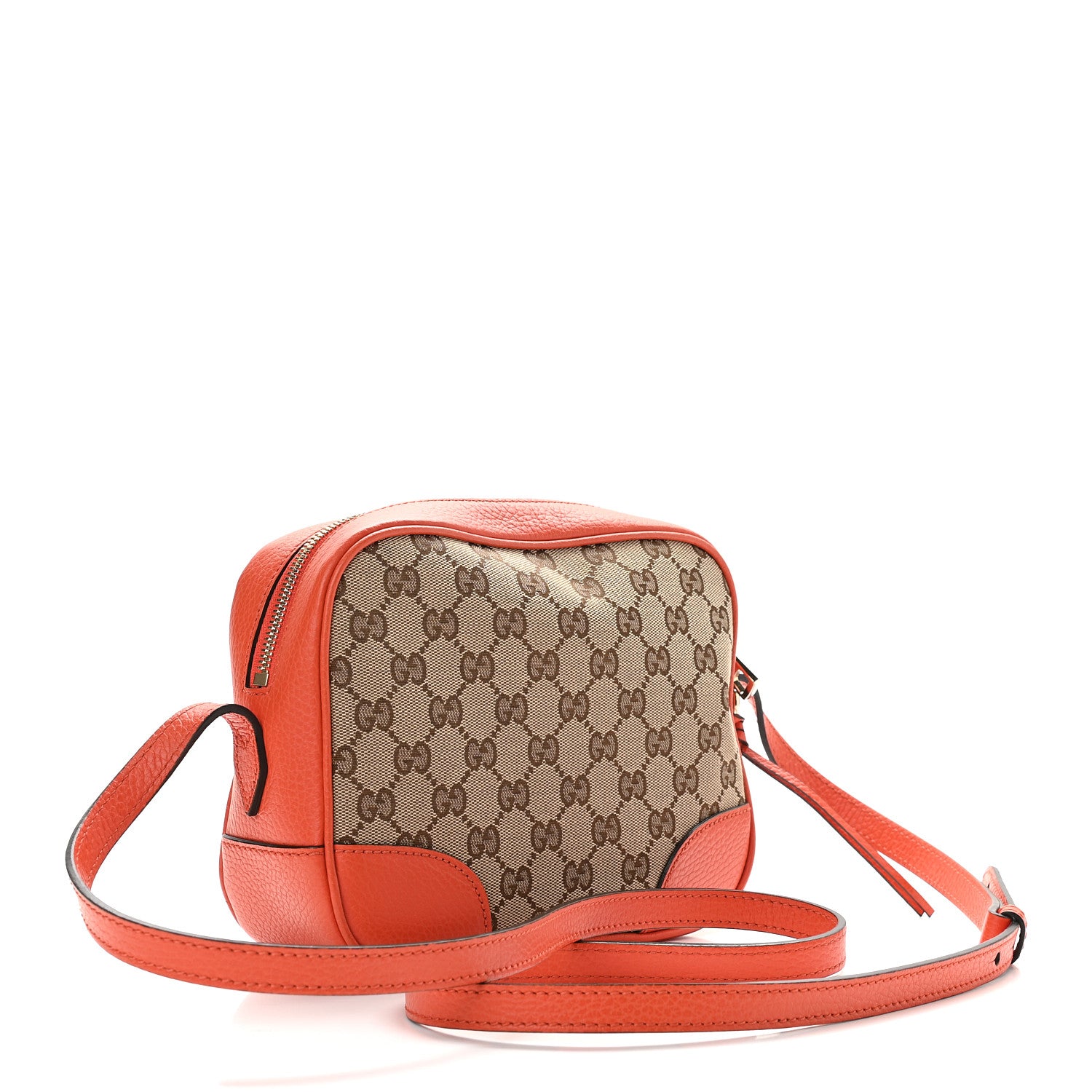 Gucci Monogram Dollar Calfskin Mini Bree Messenger Bag Beige Ebony Sun Orange 3 of 9