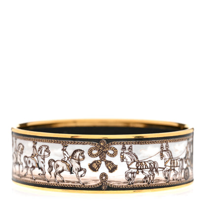 Hermes Enamel Printed Horse Carriage Wide Bracelet 65 3 of 5