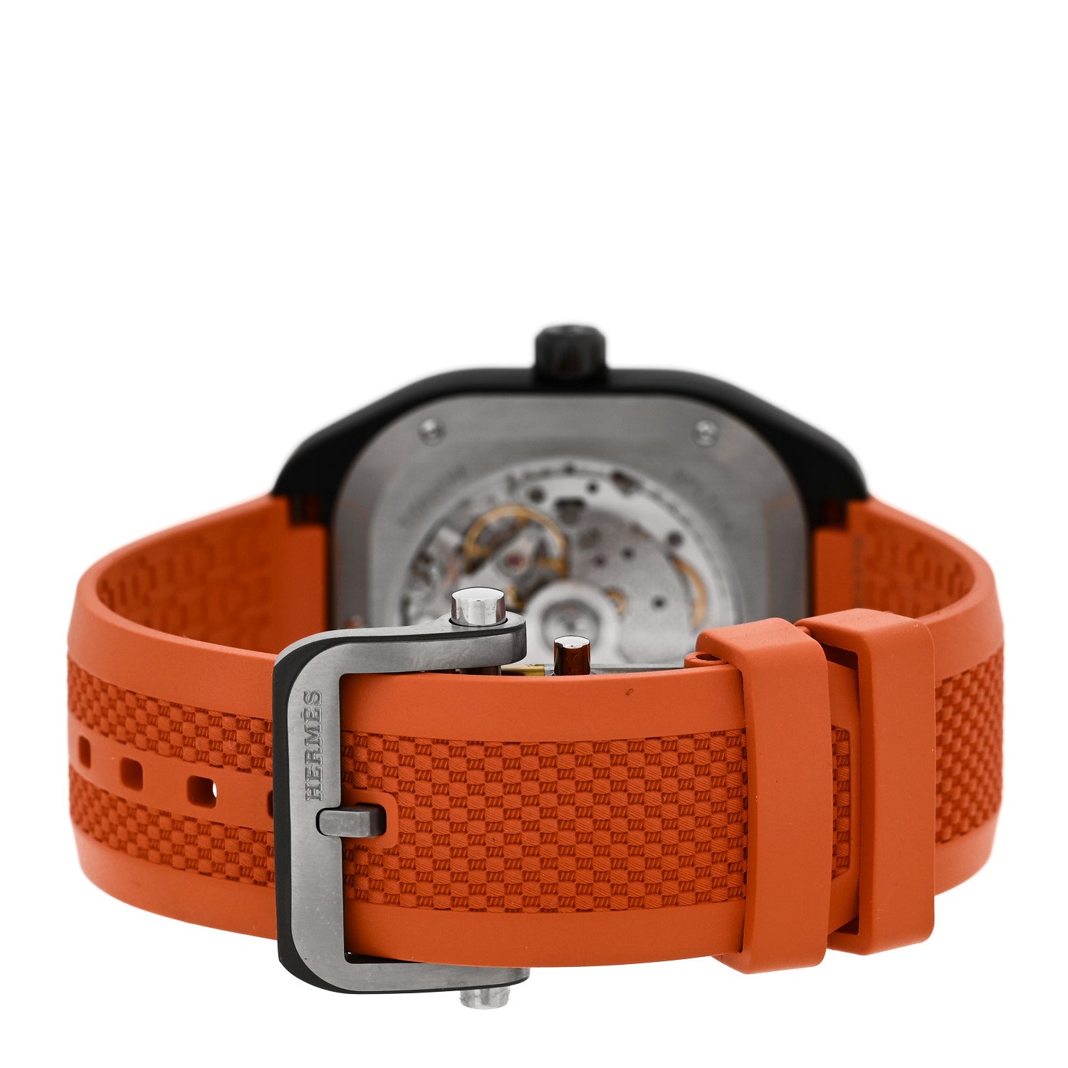 Hermes DLC Coated Titanium Rubber 39mm H08 Automatic Watch Orange