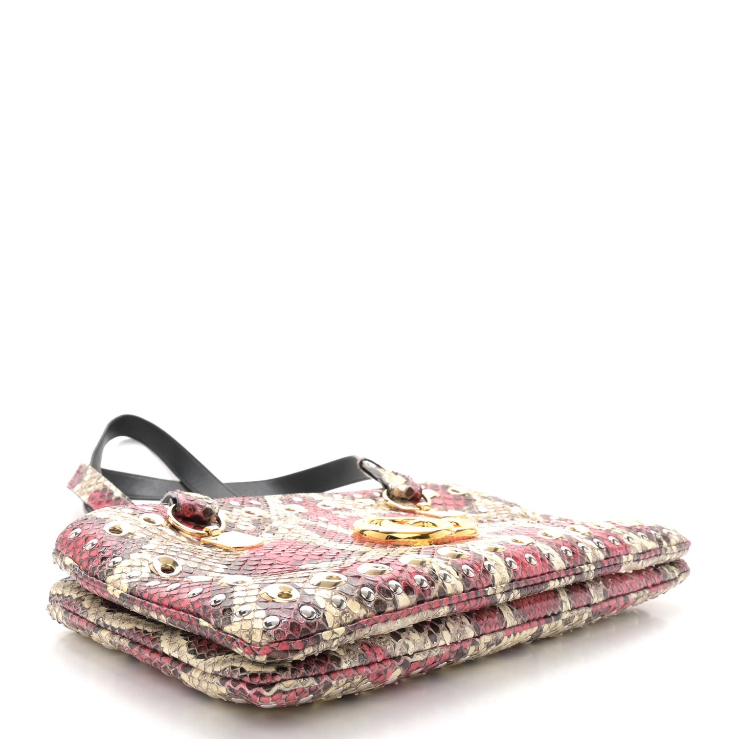 Snakeskin Large Arli Top Handle Bag Pink Beige