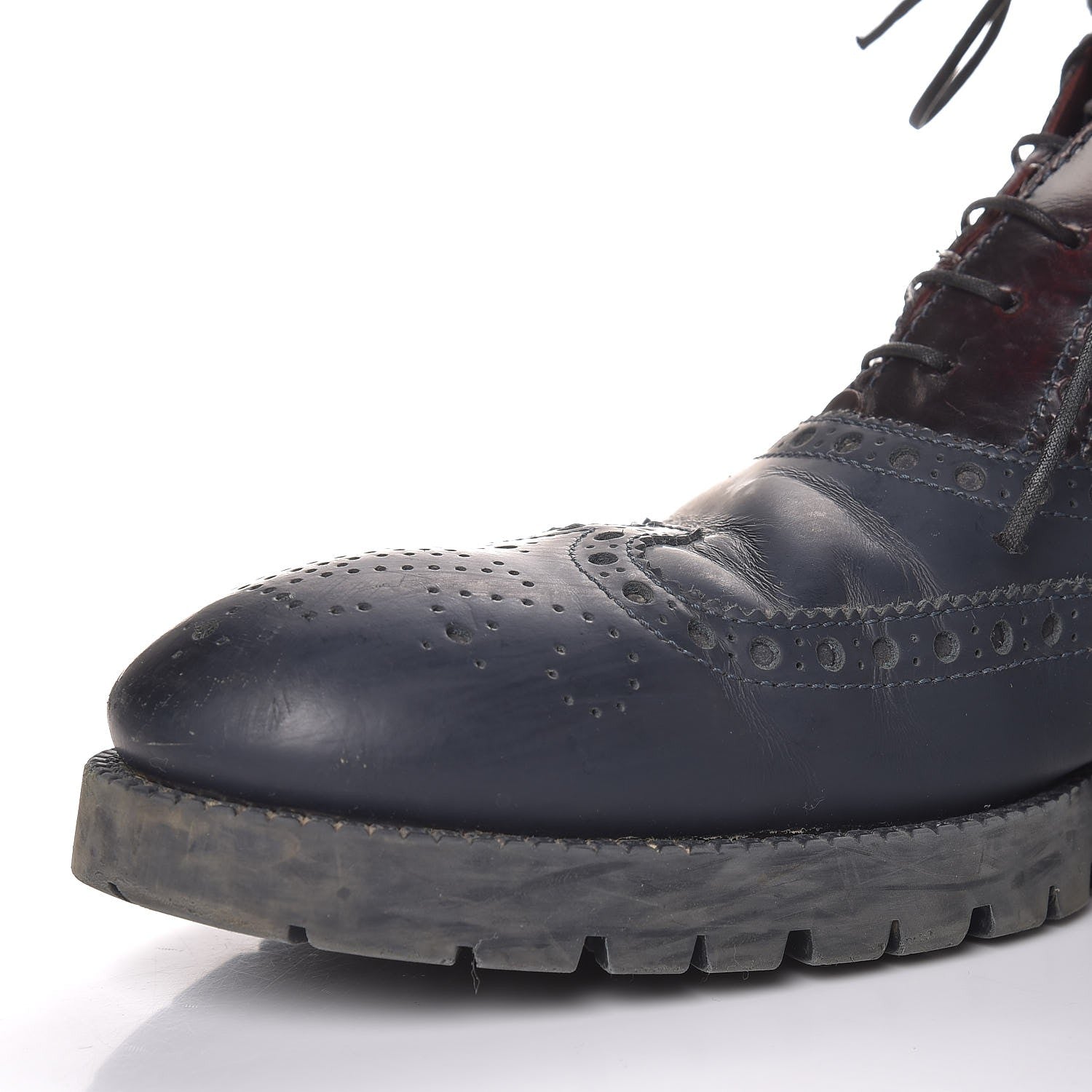 Louis Vuitton Mens Calfskin Tweed Oxford Lace Up Boots 9.5 Grey Brown 12 of 15