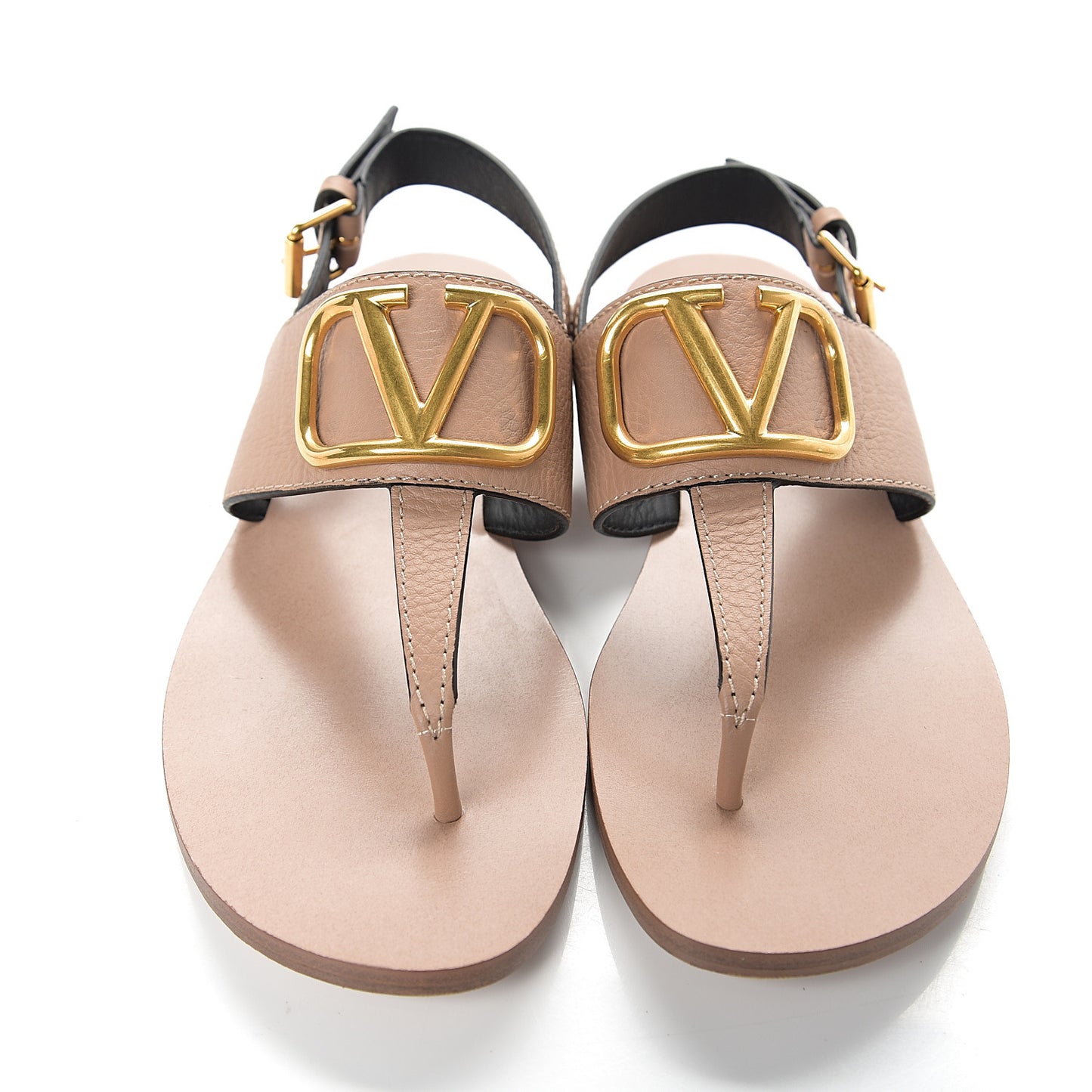 Grainy Cowhide Vlogo Slingback Flat Thong Sandals 37.5 Rose Cannelle