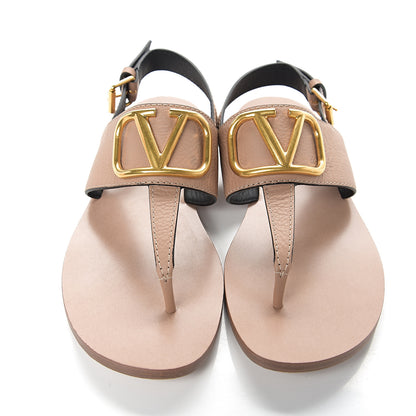 Valentino Garavani Grainy Cowhide Vlogo Slingback Flat Thong Sandals 37.5 Rose Cannelle 12 of 12