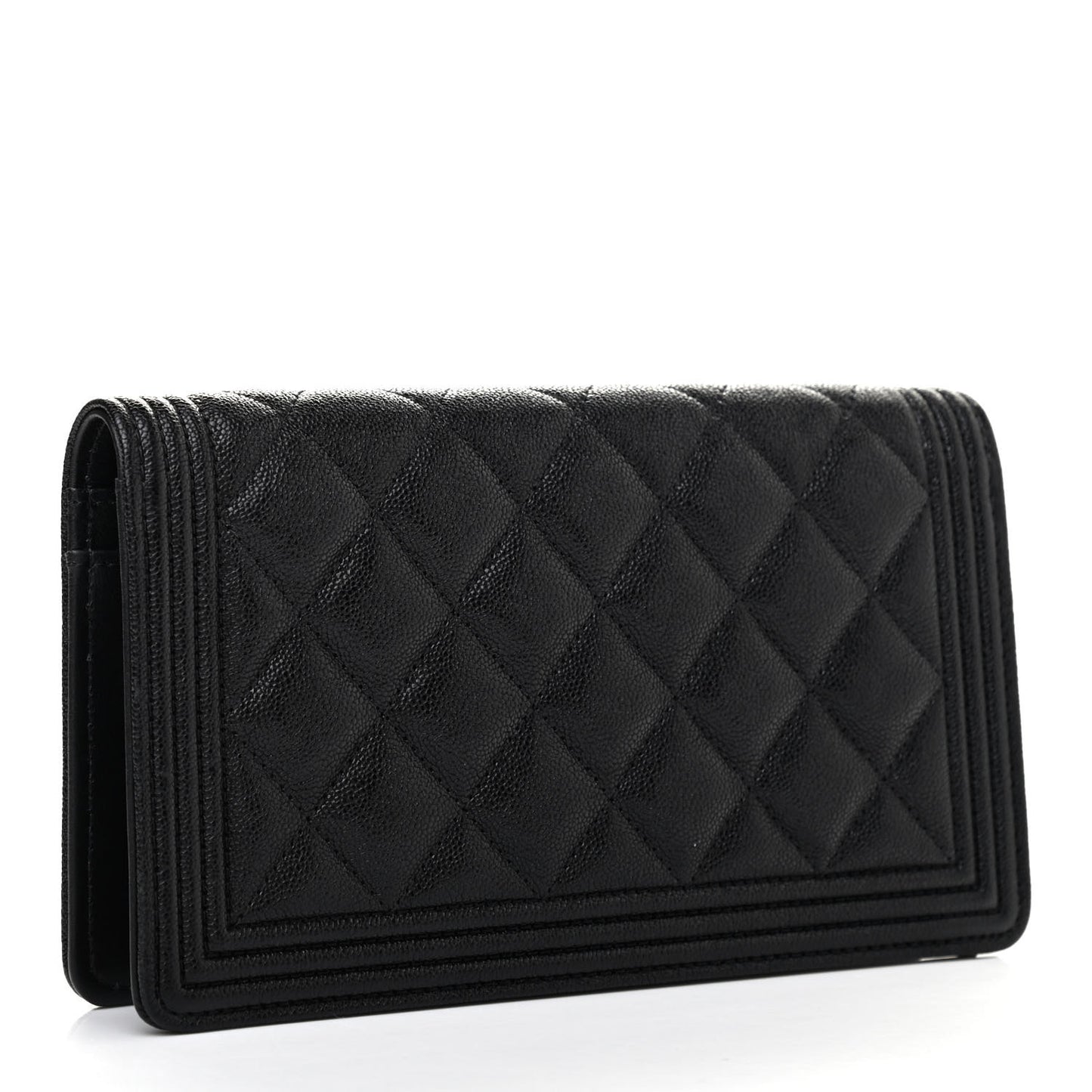 Caviar Quilted Boy Yen Wallet Black