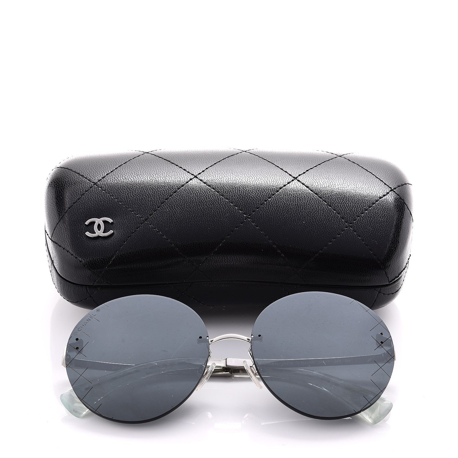 Chanel Metal Rimless Round Sunglasses 4216 Silver 9 of 9