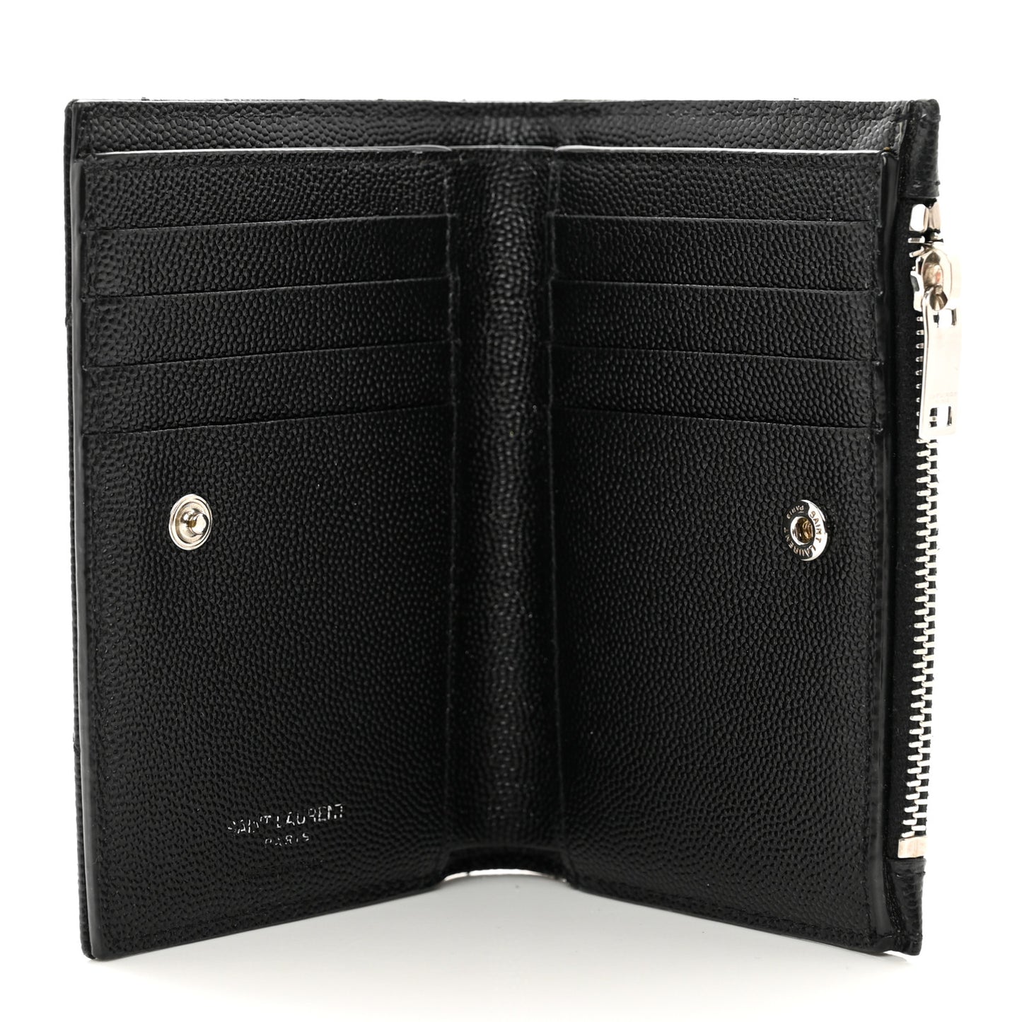 Grain De Poudre Matelasse Chevron Monogram Zipped Two-Part Wallet Black