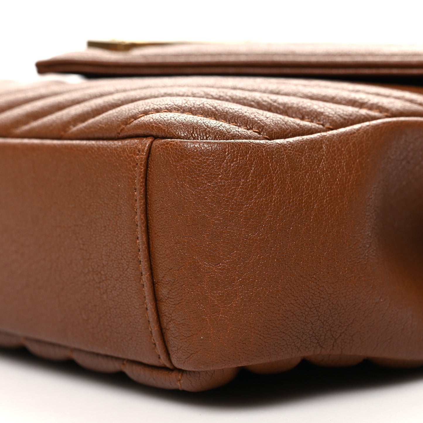 Sheepskin Matelasse Chevron Monogram Medium College Bag Brick