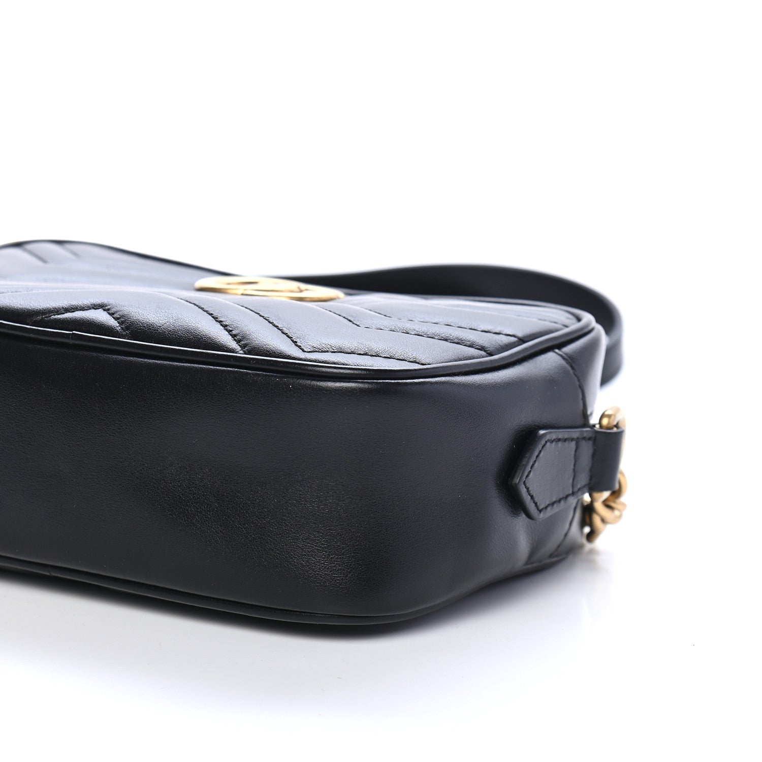 Gucci Calfskin Matelasse Mini GG Marmont Chain Shoulder Bag Black 9 of 9
