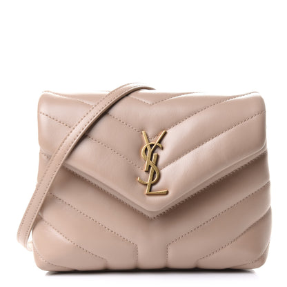 Saint Laurent Calfskin Y Quilted Monogram Toy Loulou Crossbody Bag Dark Beige 1 of 12