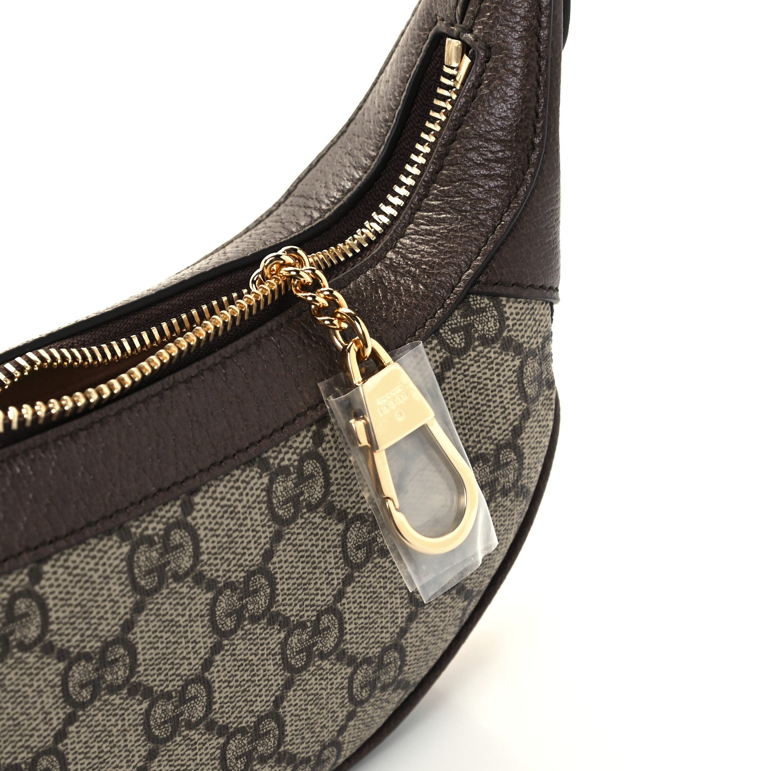 Gucci GG Supreme Monogram Textured Calfskin Web Mini Ophidia Half Moon Hobo Beige Ebony New Acero 12 of 14
