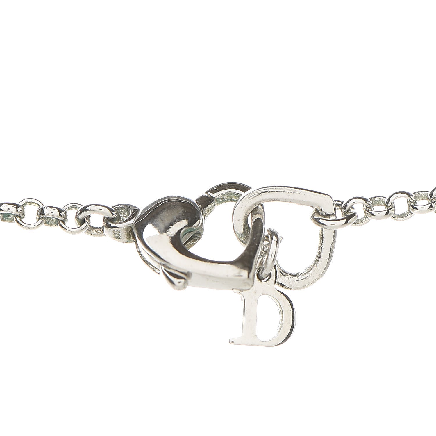 Christian Dior Metal Crystal Heart Necklace Silver 4 of 6