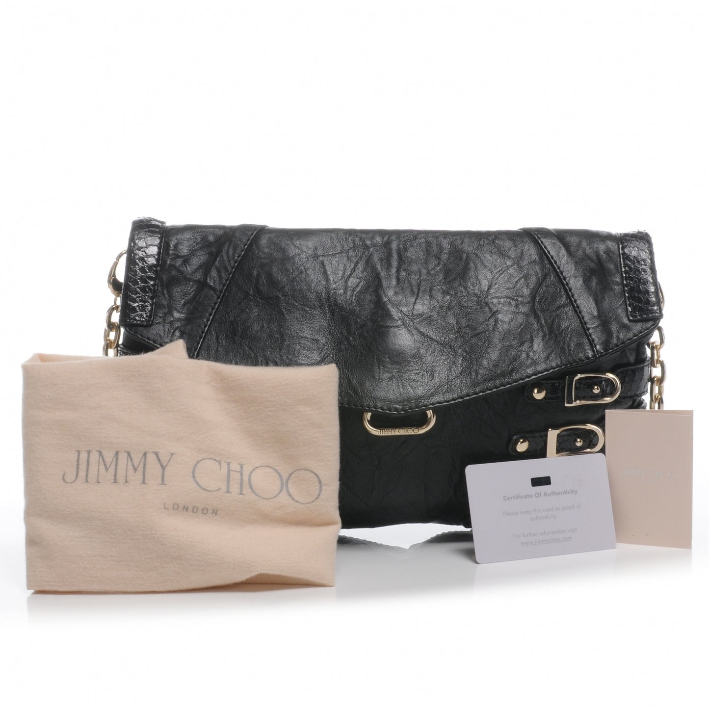 Biker Leather Elaphe Snakeskin Brix Convertible Clutch Black