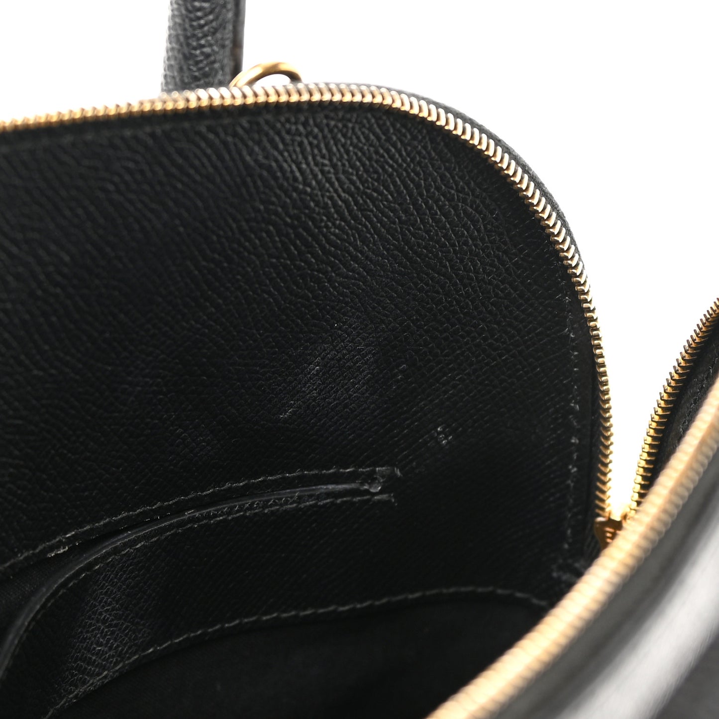 Signature Grained Calfskin Logo S Ville Top Handle Bag Black White